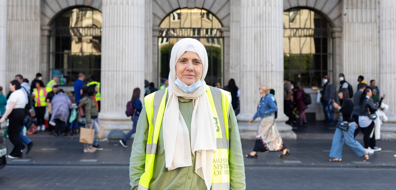 Lorraine O’Connor Muslim sisters of Eire co-founder outside Dublin General Post Office 