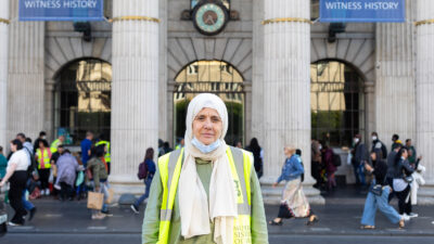 Lorraine O’Connor Muslim sisters of Eire founder outside Dublin General Post Office