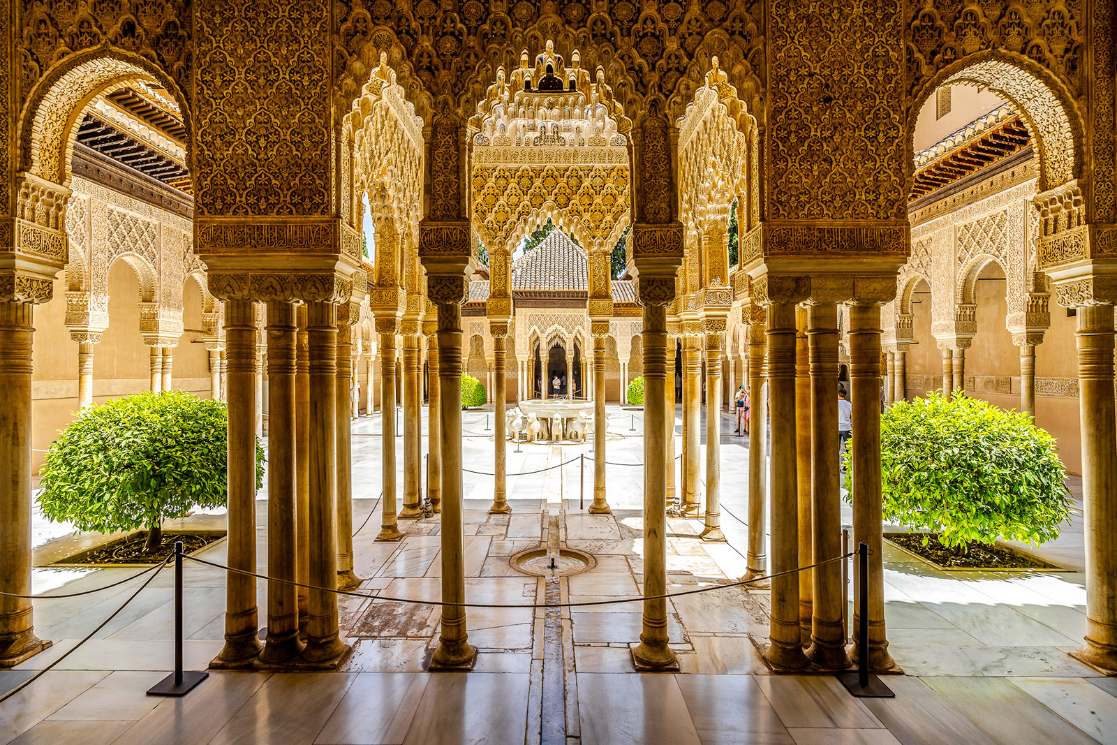 Court of the Lions, part of Nasrid Palaces of Alhambra palace complex, Granada, Spain