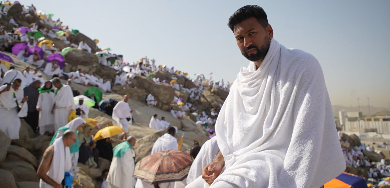 Shehab Khan in a still from ITV documentary, The Hajj: aa Journey through Mecca