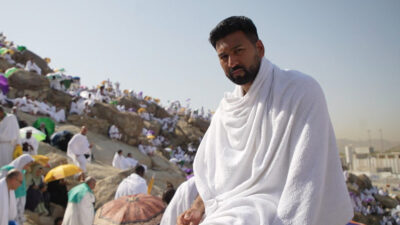 Shehab Khan in a still from ITV documentary, The Hajj: aa Journey through Mecca