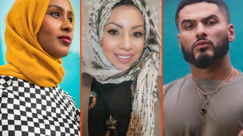 Hyphenated podcast guests; Ola Labib (left), Fahima Mahomed (centre), Kae Kurd (right)