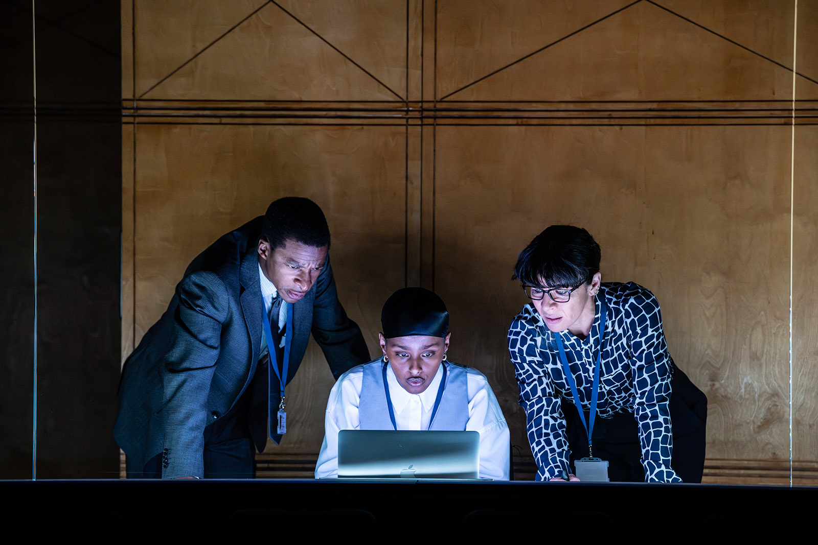 WORD PLAY by Hussain, , Writer - Rabiah Hussain, Director - Nimmo Ismail, Designer - Rosanne Vice, Lighting - Jamie Platt, The Royal Court Theatre, 2023, Credit: Johan Persson. Courtesy: The Royal Court Theatre.