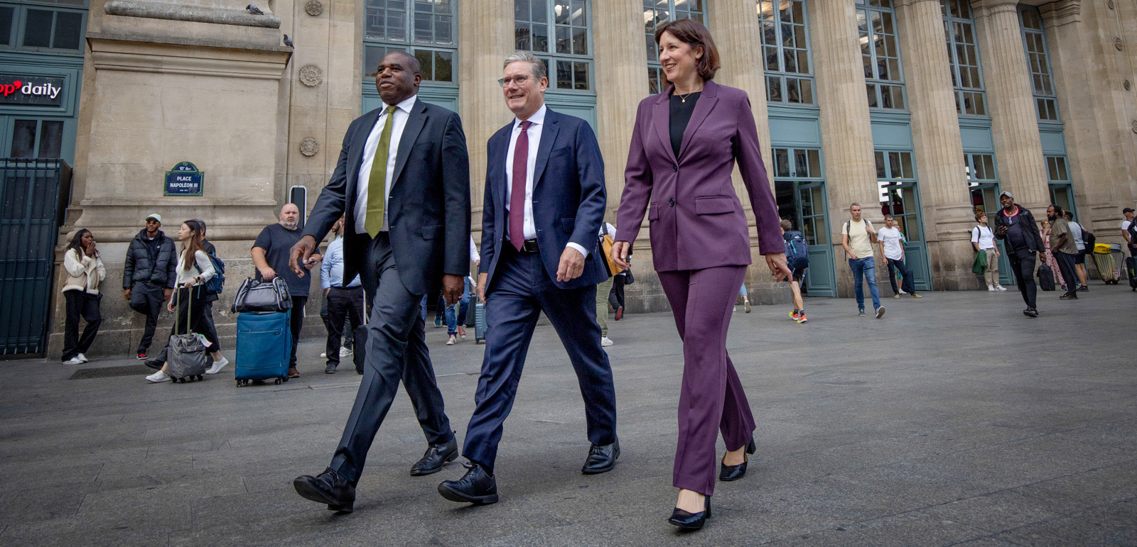 Labour leader Keir Starmer is pictured in Paris, France alongside the Shadow Foreign Secretary David Lammy and Shadow Chancellor of the Exchequer Rachel Reeves.