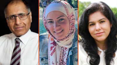 Hyphenated podcast. Photographs courtesy of Mohammed Amin (left), Yara Abdelsamie (centre), Sharmeen Ziauddin (right)