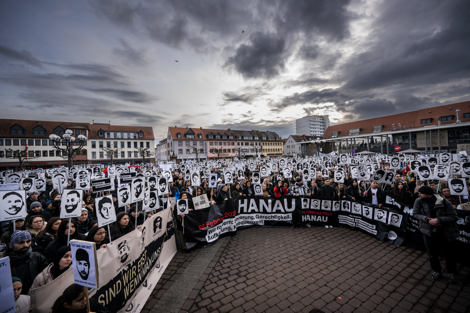 19 February 2023 demonstration in Hanau, Germany, marking the 3rd anniversary of the 2020 mass shooting in the city by Tobias Rathjen