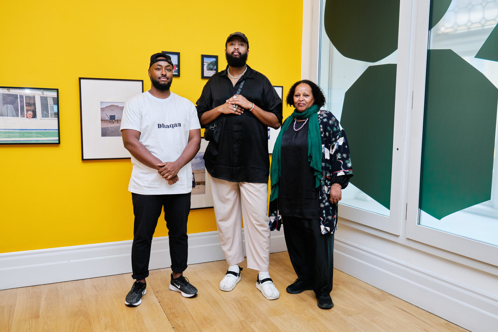 Kinsi Abdullah (right), founder of Numbi and Somali Museum UK, alongside contributing artists Elmi Original and Ahmed Abokar