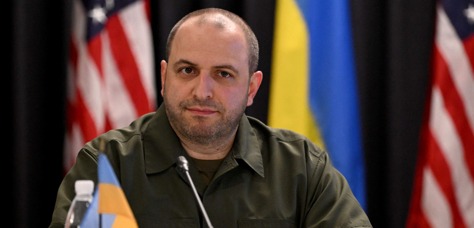 Ukraine's Defence Minister Rustem Umerov attends an in-person Ukraine Defence Contact Group meeting at Ramstein Air Base, southwestern Germany, on September 19, 2023. (Photo by AFP) (Photo by -/AFP via Getty Images)