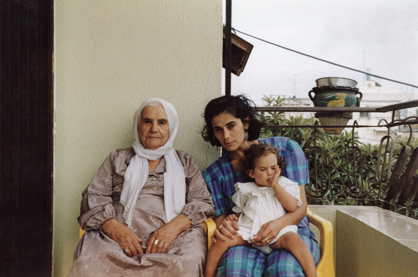 Left to right: Um Ali (Abbass’ grandmother), actress Hiam Abbass, Lina Soualem (Abbass’ daughter). Photographs courtesy of BFI London Film Festival 