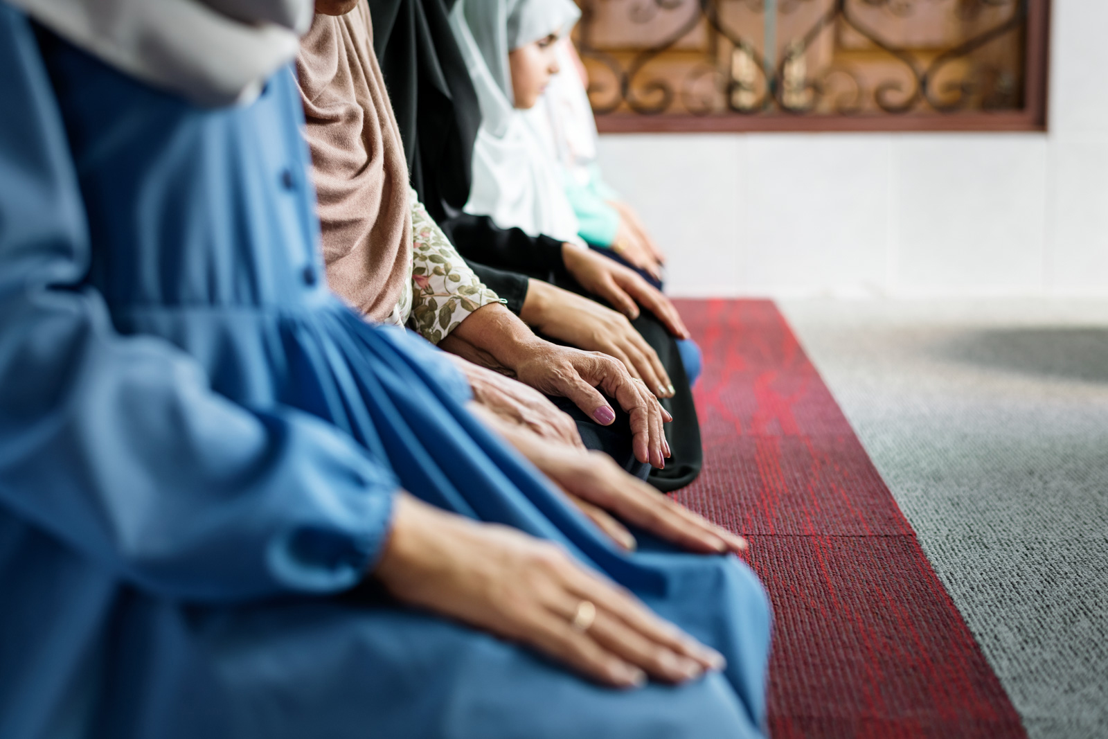Muslim women pray in a mosque during Ramadan. 