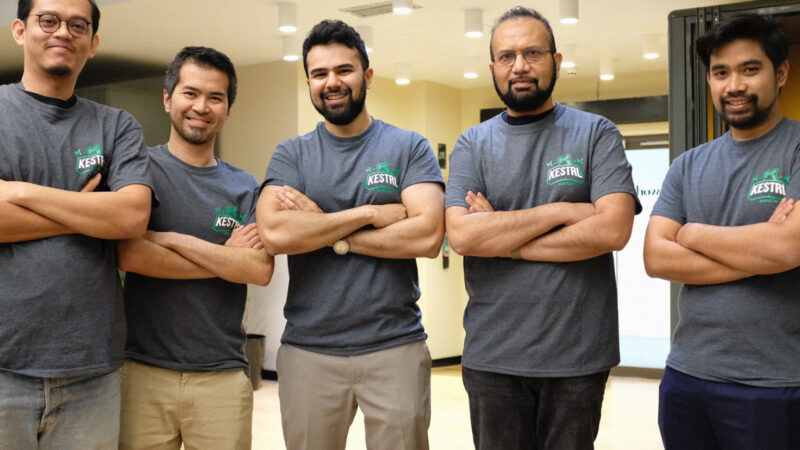Kestrl CEO Areeb Siddiqui pictured with company employees.