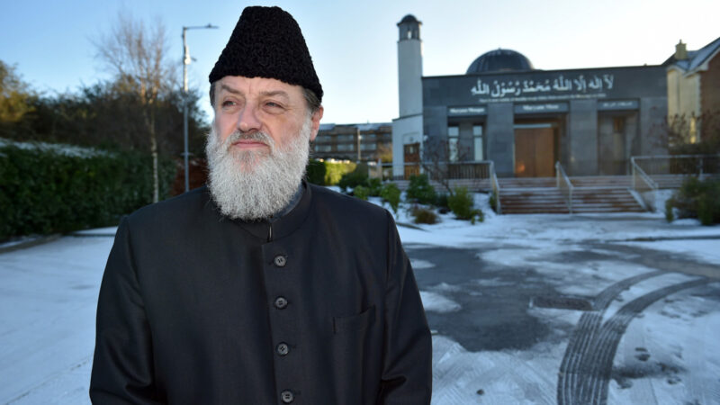 The imam of Galway poses for a photo outside the Maryam Mosque in Galway, Ireland.