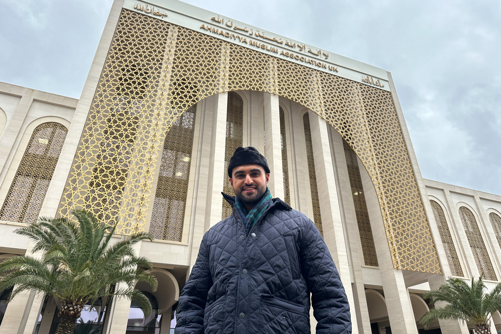 The Young Imam, Sabah Ahmedi standing outside a mosque