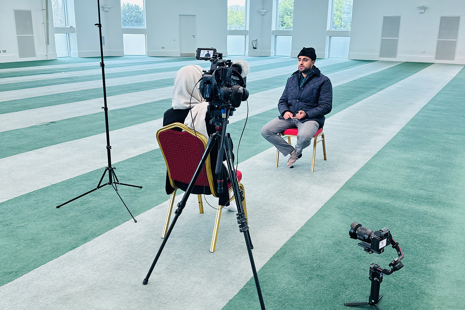 Sabah Ahmedi doing an interview with the BBC