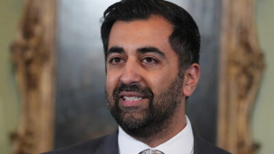 Scotland's First Minister Humza Yousaf speaks during a press conference at Bute House, his official residence where he said he will resign as SNP leader and Scotland's First Minister, avoiding having to face a no-confidence vote in his leadership, in Edinburgh, Britain, April 29, 2024