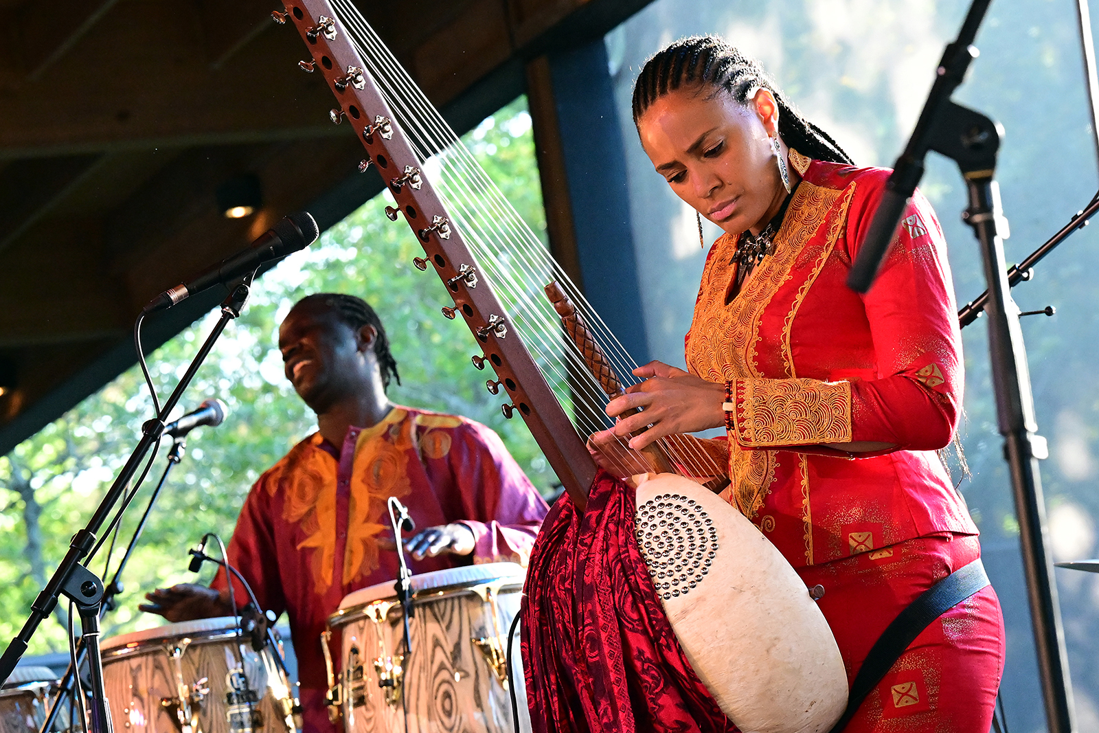 Mamadou Sarr and Sona Jobarteh perform during the 2023 Savannah Music Festival, Georgia. Photo by R. Diamond/Getty Images