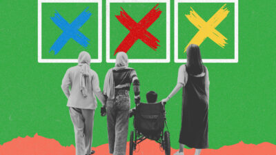 Artwork of voters by Hyphen/Getty Images