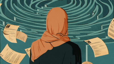 Call for Gaza family reunification scheme in UK. Illustration by Heedayah Lockman