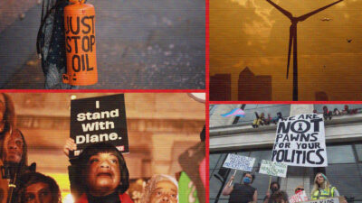 Artwork by Hyphen/Photos by Christopher Furlong/Alishia Abodunde/Getty Images/TransKidsDeserveBetter