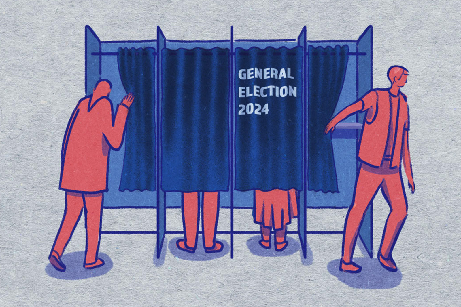 UK General Election 2024 Analysis by Lewis Baston. Illustration for Hyphen by Gogi Kamushadze