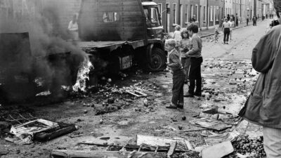 Attacks on British Muslims by far-right racists show the Irish experience did not occur in isolation, writes Darran Anderson. Pictured is the aftermath of a riot in Belfast in August 1971. Photography by Matchett/Mirrorpix via Getty Images