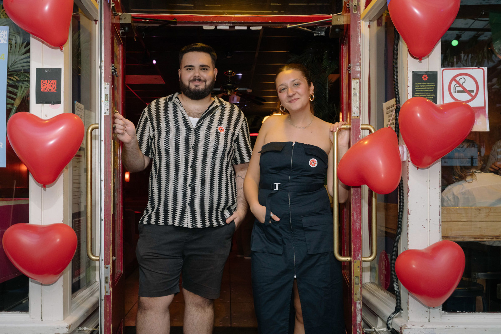 Arbër Qerka-Gashi  and Tamara Vujinovic at Balkan Pride, photographed at Ridley Road Market Bar on 23 August 2024 by Ana Blumenkron for Hyphen