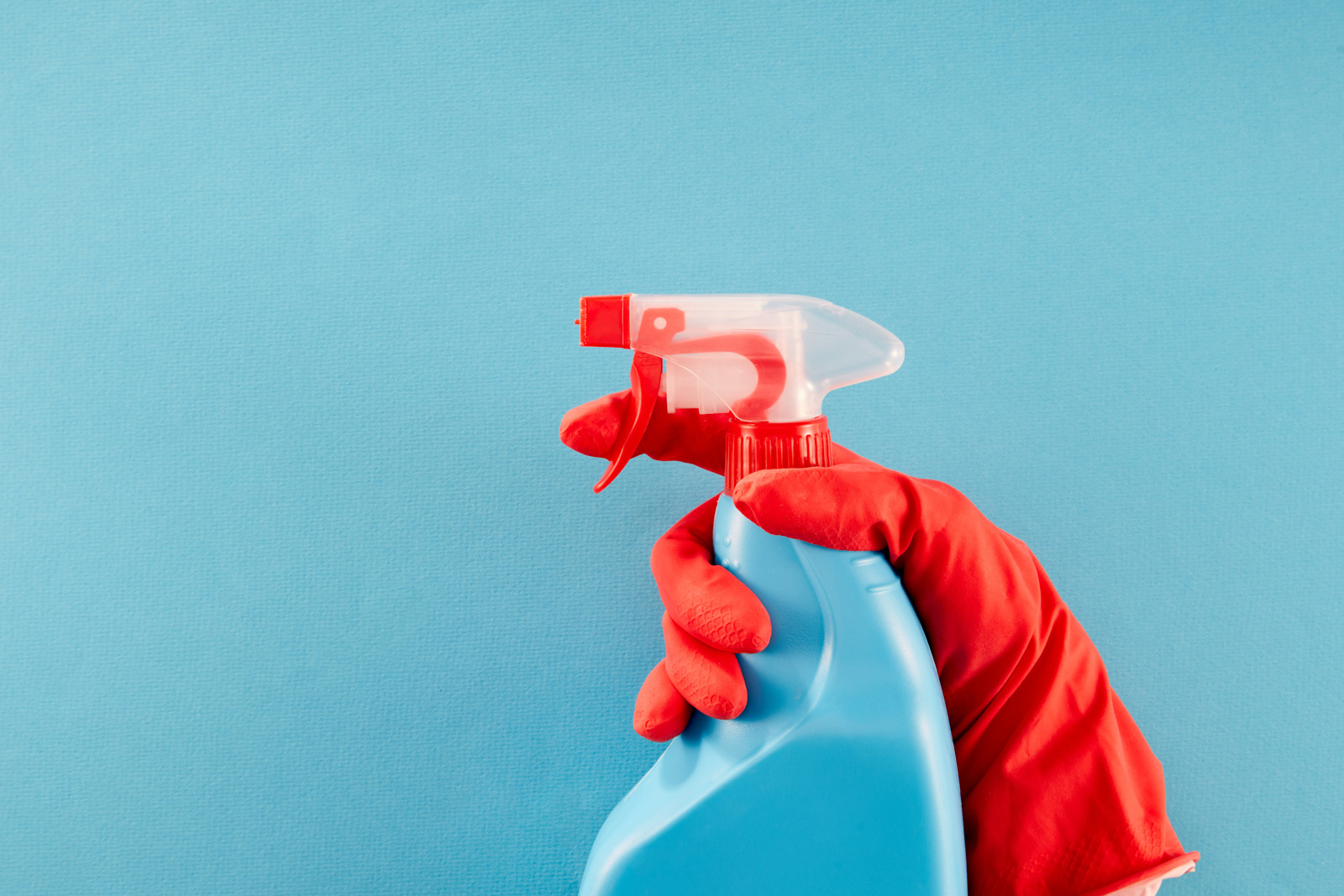 Hand holding cleaning spray. Photo by workink/Getty Images