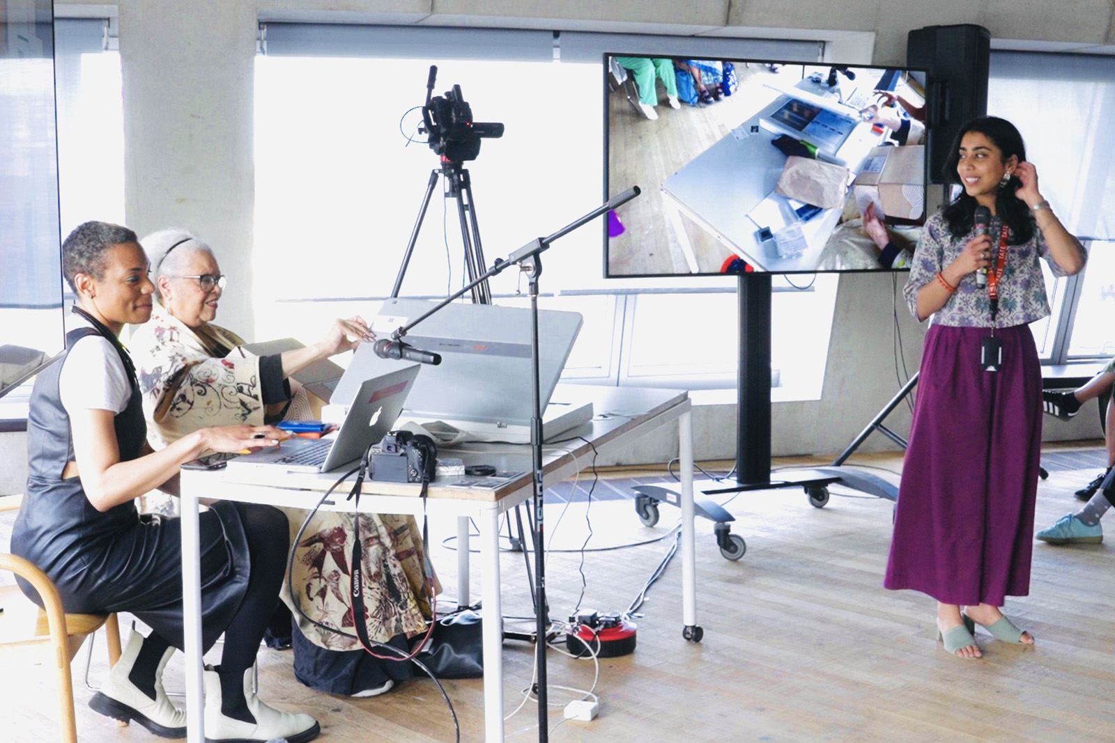 Lauren Craig, Rita Keegan and Vasundhara Mathur at the Tate symposium. Photo by Lawrie Phillips
