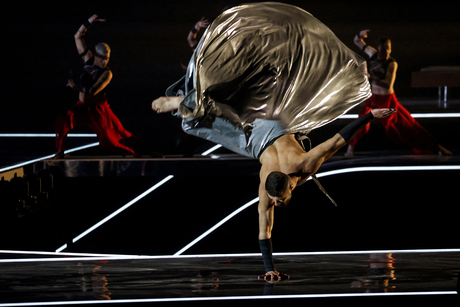 Dutch dancer Ahmad Joudeh performs during the second semi-final of the 65th edition of the Eurovision Song Contest 2021, at the Ahoy convention centre in Rotterdam, on May 20, 2021. Photo by KENZO TRIBOUILLARD/AFP via Getty Images