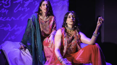 Saher Shah (Larki) and Ambika Sharma (Bestie/Baaji) in Vitamin D at Soho Theatre. Photograph courtesy of Soho Theatre/Charles Flint