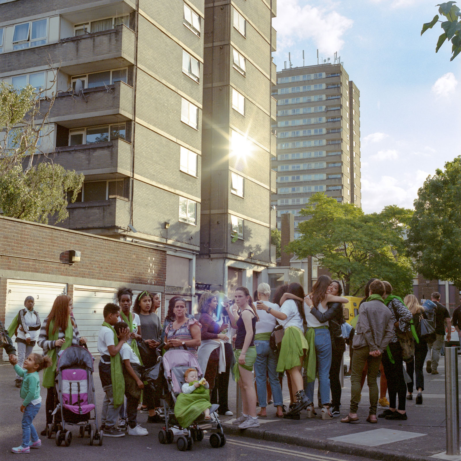 One year after the fire, residents from neighbouring estates took part in the Grenfell Silent March. Photography by Nicola Muirhead