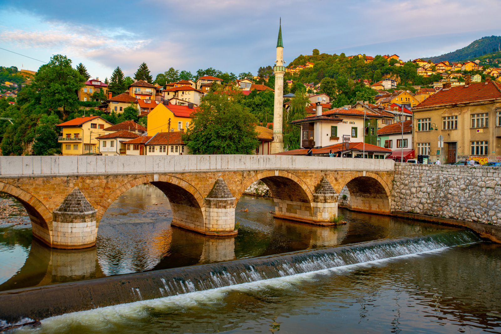 Latin bridge over the Miljacka River, known as the site of the assassination of the Austrian-Hungarian heir to the throne, Archduke Franz Ferdinand and his wife Sophie Hohenberg, the place where the First World War was triggered, Sarajevo, Bosnia and Herzegovina 