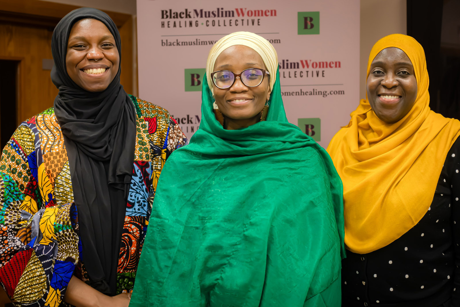 Adelah Bilal (l) Rabiah Mali (c) Zainab Kabba, of the Black Muslim Women Healing Collective, which has created a directory for Black History Month