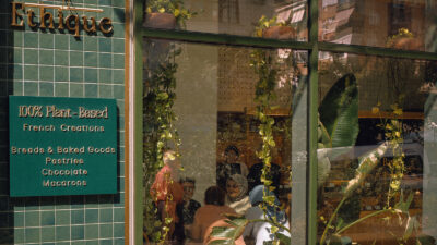 Looking through the window of Ethique Patisserie in Istanbul, Turkey