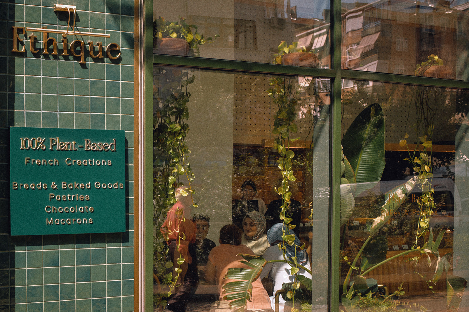 Looking through the window of Ethique Patisserie in Istanbul, Turkey