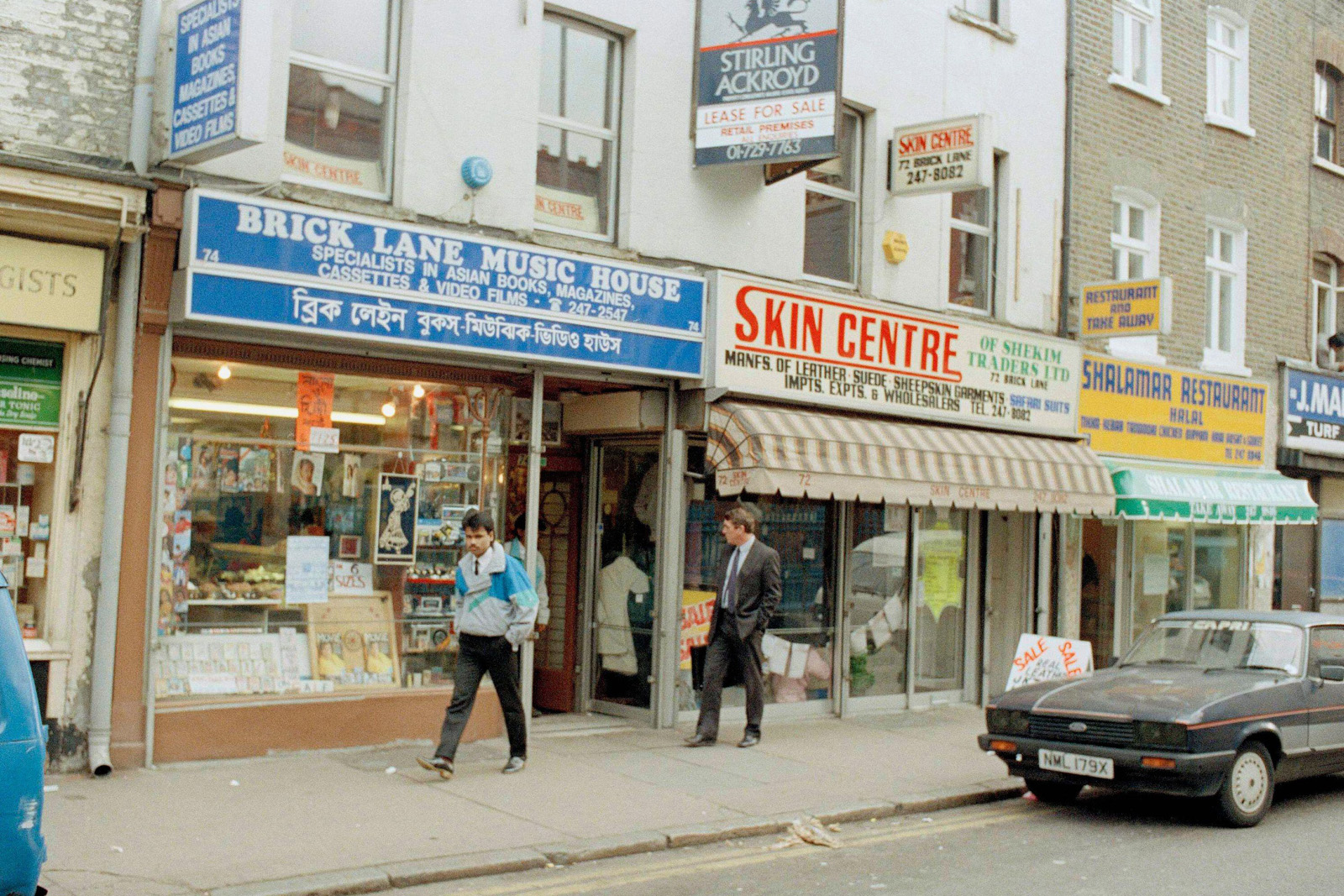 Shops on Brick Lane in London in 1989