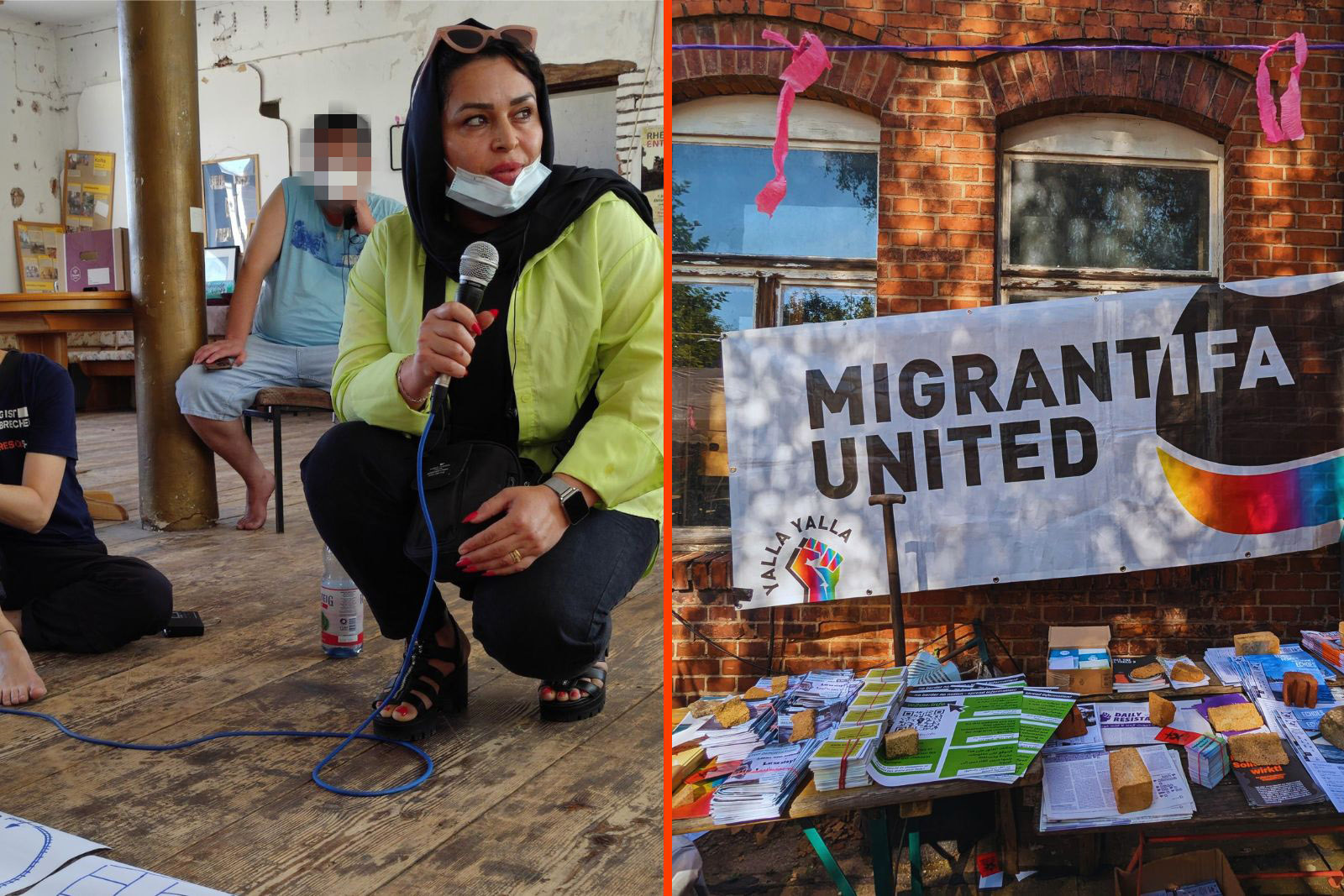 At a refugee rights event held in the lead up to the state elections, attendees including Palwasha Qasimi (left) discussed the likely AfD victory and how to prepare for an upswing in violence. 