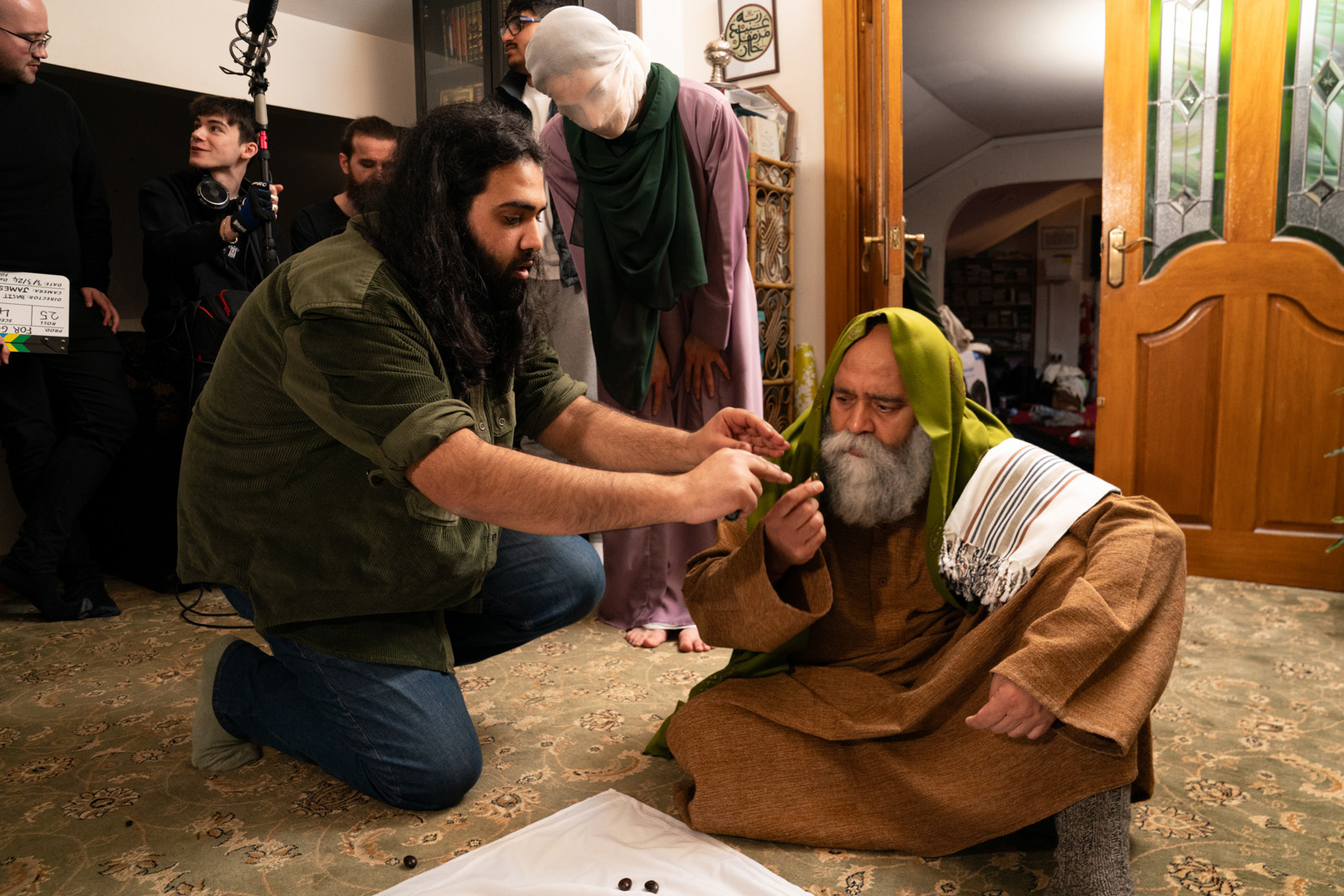 Basit Khan (left) during the making of his debut short film For God's Sake, with actor Bhasker Patel