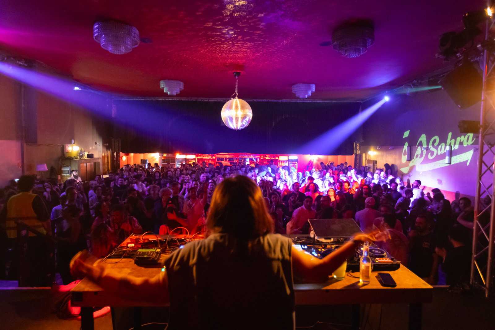 View of the crowd from the DJ's table at Sahra, the electro Swana club night for Arab Berliners 