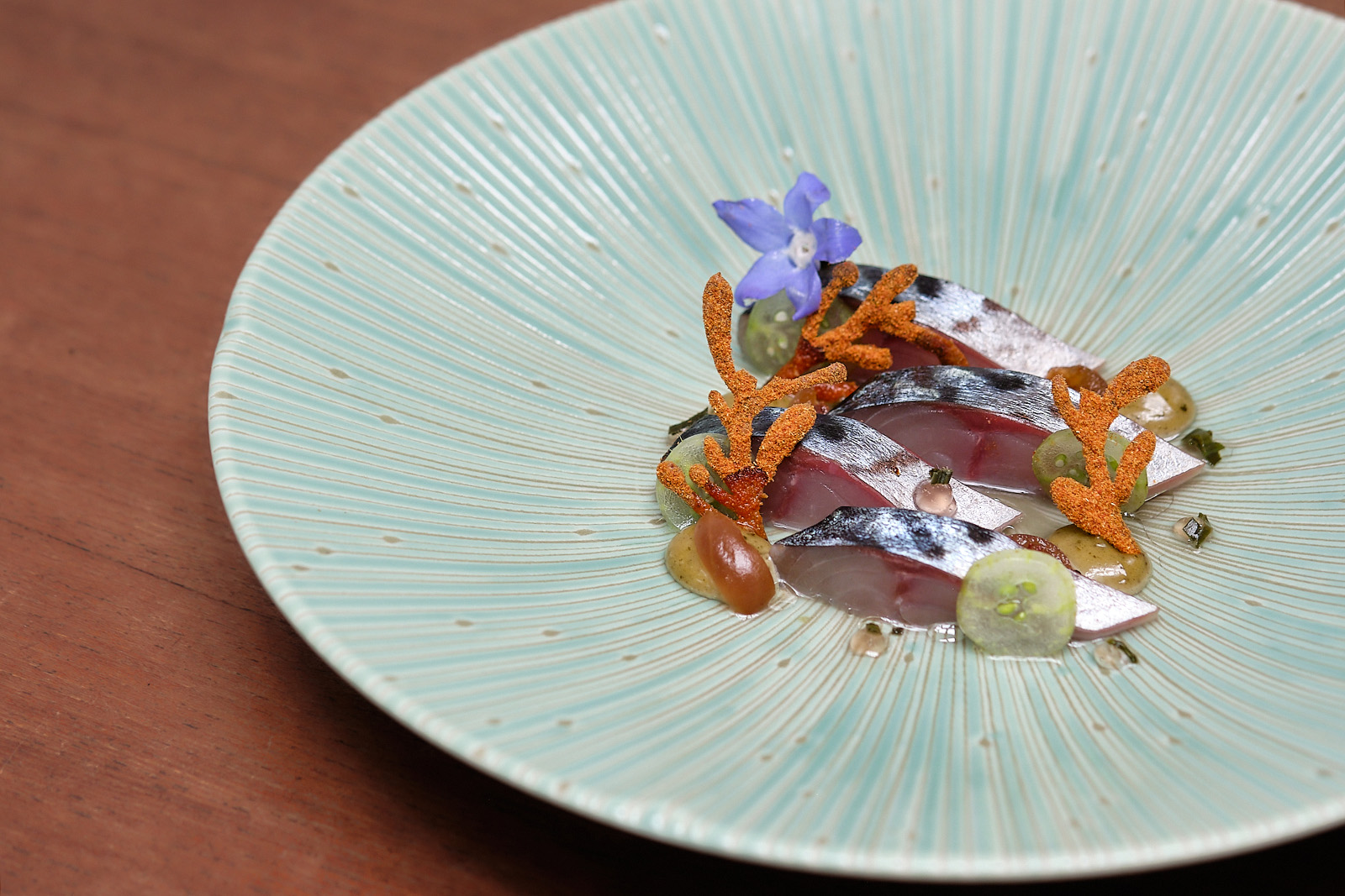 Mackerel with pickled gooseberries and turnip consommé, served by Michelin-starred Edinburgh restaurant Condita 