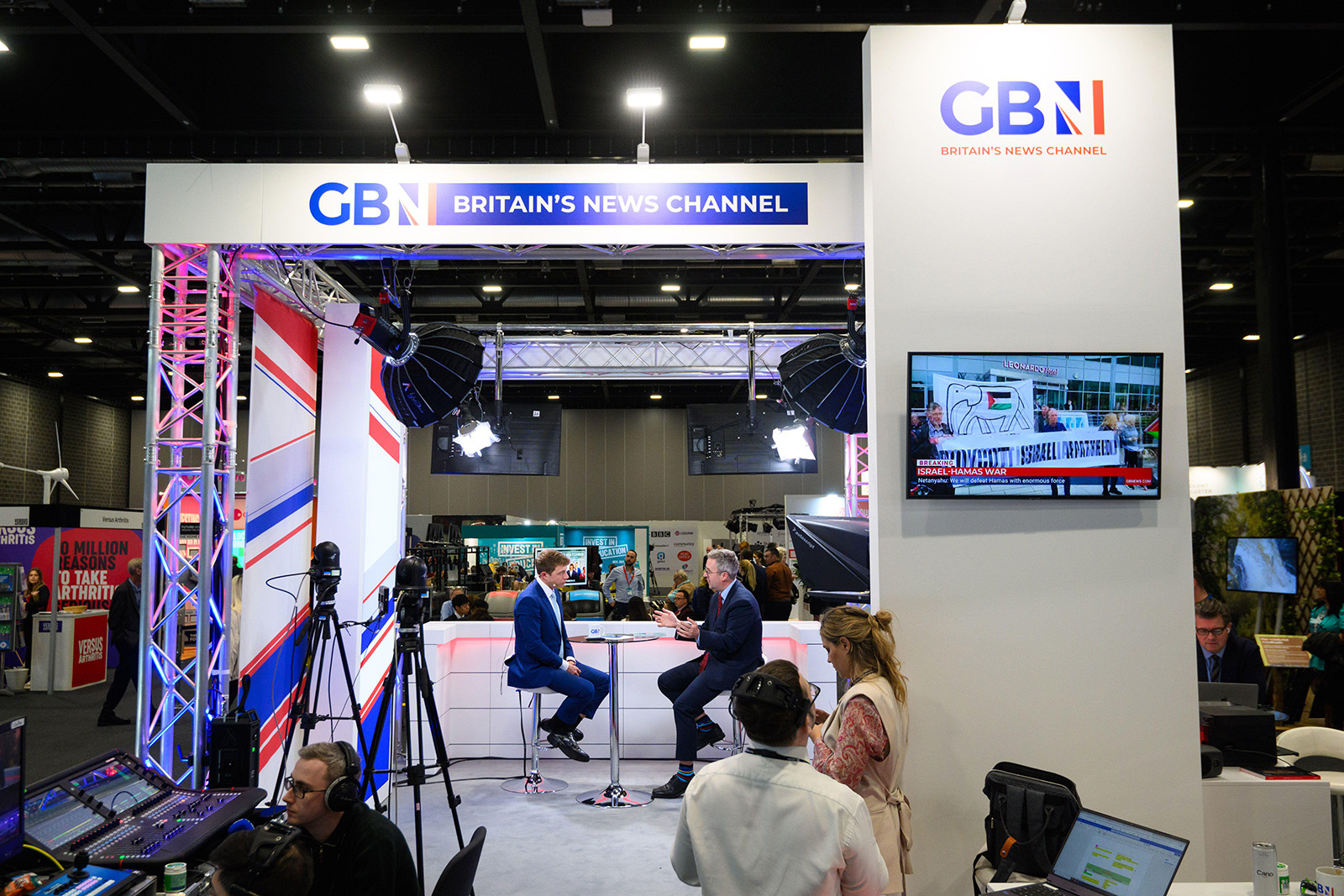 GB News broadcast during the Labour Party Conference in Liverpool, 9 October 2023.