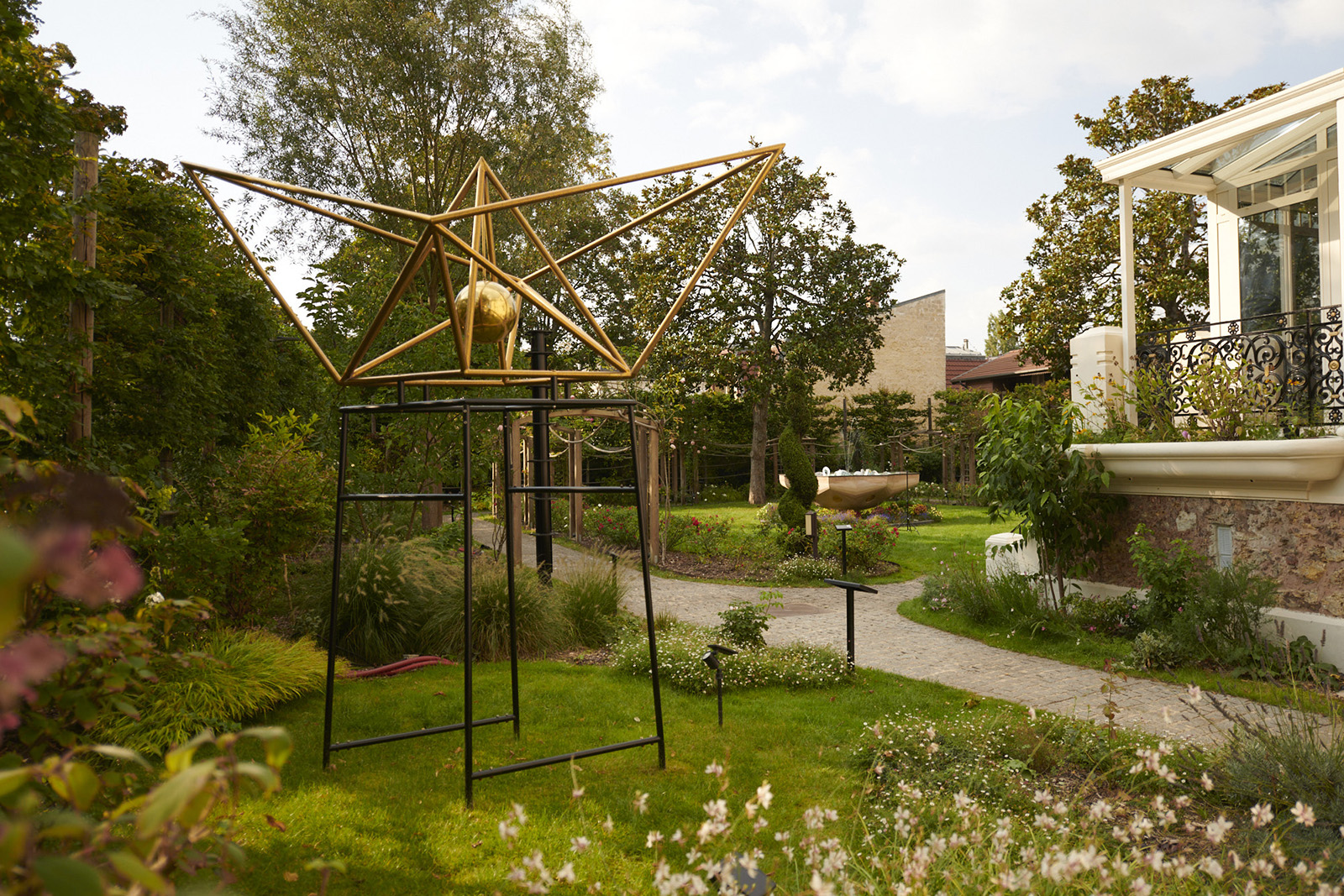 Younes Rahmoun's sculpture Markib-Habba (Boat-Seed) in the garden of the Musée d’Art et de Culture Soufis, Paris.