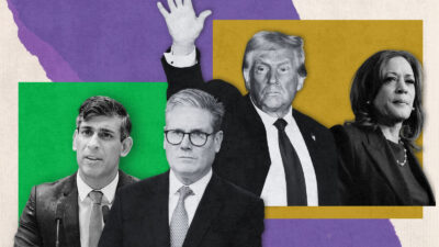 From left: Rishi Sunak, Keir Starmer, Donald Trump, Kamala Harris