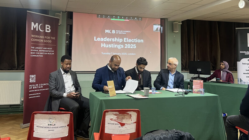 Muslim Council of Britain hustings for secretary general and deputy secretary general candidates, at the Muslim World League in London, 7 January 2025.