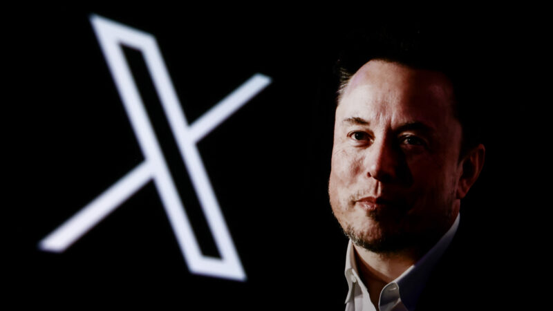 A portrait picture of Elon Musk photographed in Krakow, Poland on January 22nd, 2024 and X, former Twitter, logo are screened for illustration photo in Krakow, Poland on October 25, 2024.
