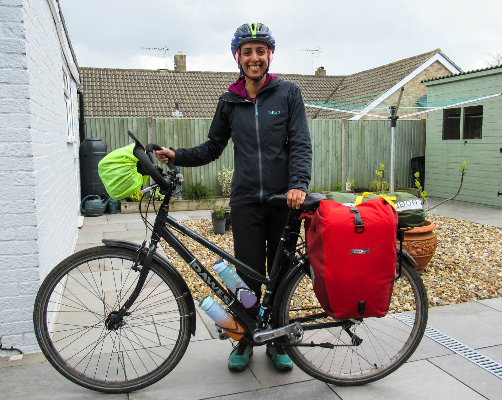 Sahir Permall at the start of her journey by bike from Glasgow to Istanbul.