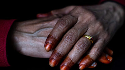 Fatma’s Hands, from the While We Wait exhibition at the Glasgow Women's Library, featuring images by Rayna Carruthers