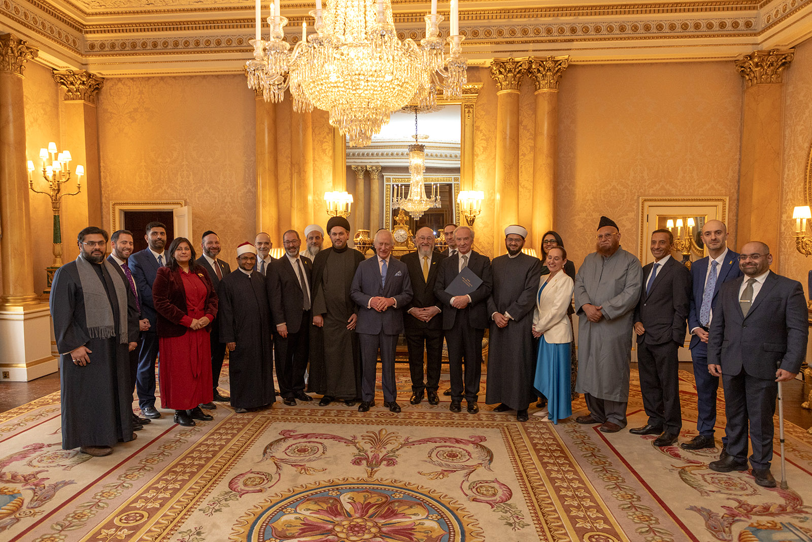 Senior Muslim and Jewish faith leaders meet King Charles III at Buckingham Palace before signing the Drumlanrig accords on Tuesday 11 February 2025.