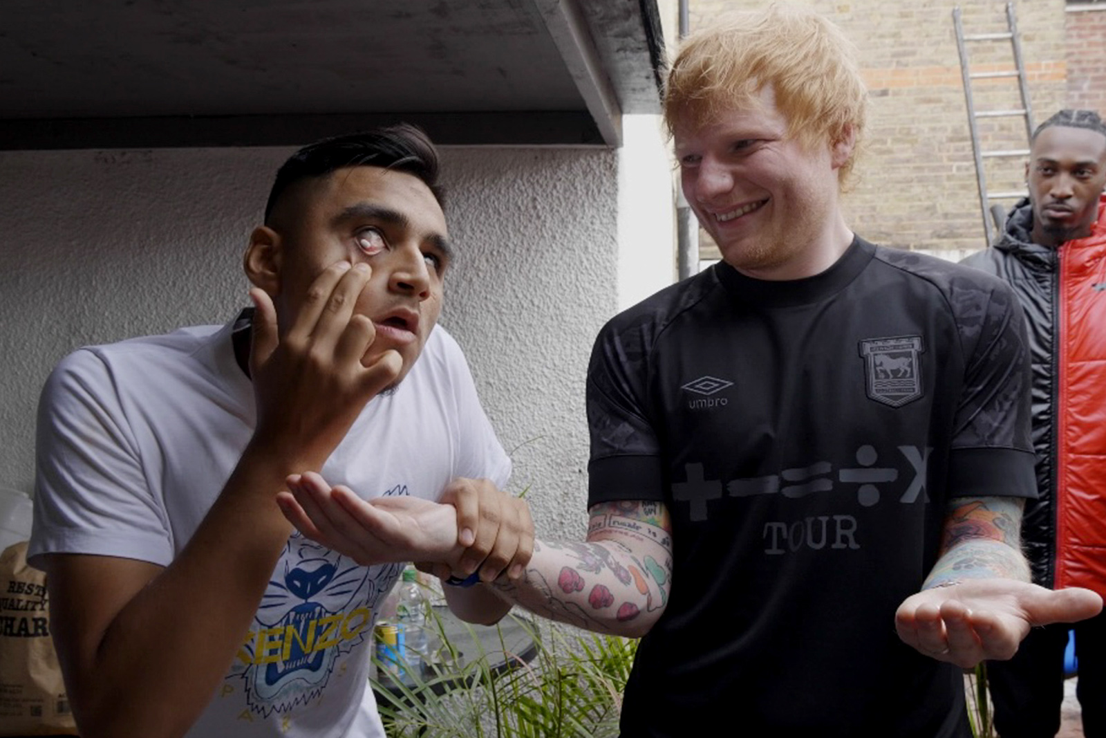 British magician Dawud (left) with Ed Sheeran.