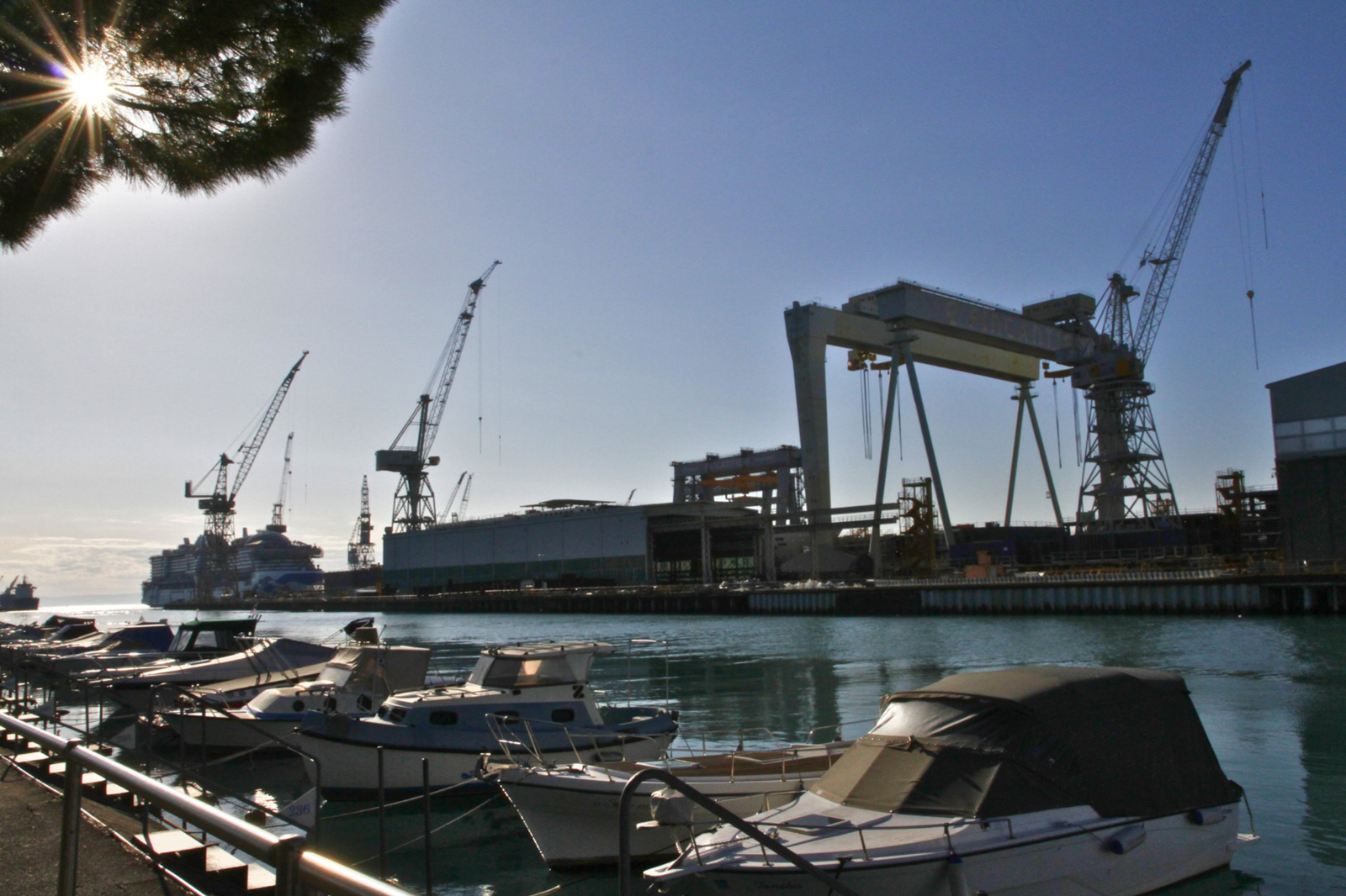 Fincantieri shipyard from docking pier 